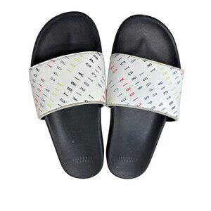 Victoria Secret Slides Sports Sandals Wedge Logo Spellout Women’s Size Medium